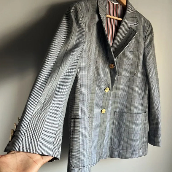 THOM BROWNE Prince of wales checked cotton-jacquard - Picture 6 of 15